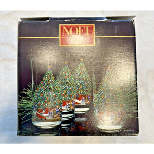Vintage Noel Christmas Tree Wreath 15 Ounces Highballs Glasses, Set of 4